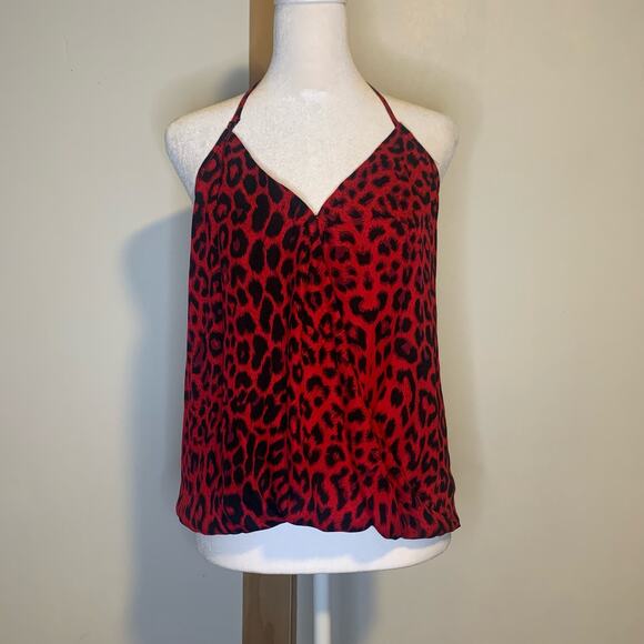 Parker red & black leopard print silk top size S - Picture 2 of 12